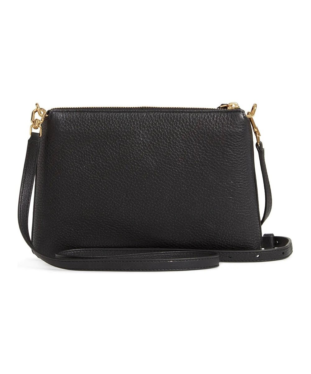 Black Pebbled Kira Leather Top-Zip Crossbody Bag