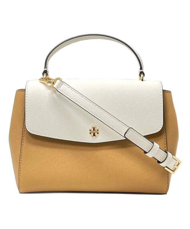 Tiramisu & New Ivory Color Block Emerson Small Leather Satchel