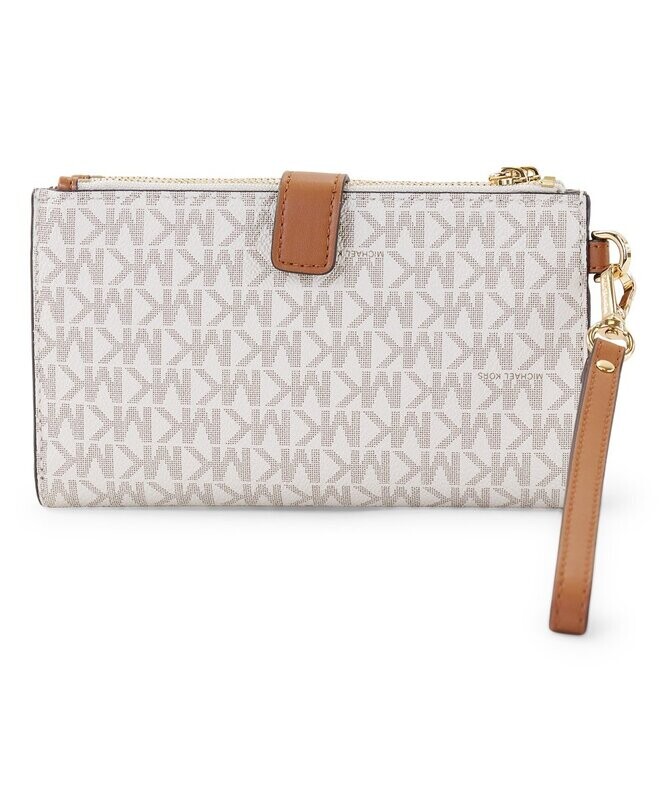 Vanilla Jet Set Double-Zip Wristlet