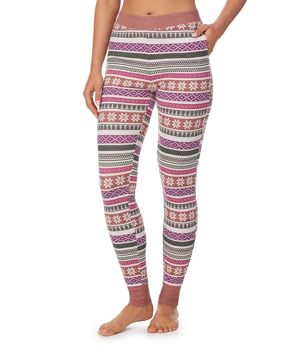 Purple & Lilac Fair Isle Pocket Stretch Thermal Leggings - Women