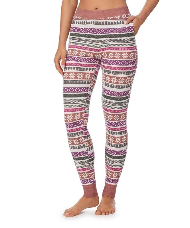 Purple & Lilac Fair Isle Pocket Stretch Thermal Leggings - Women
