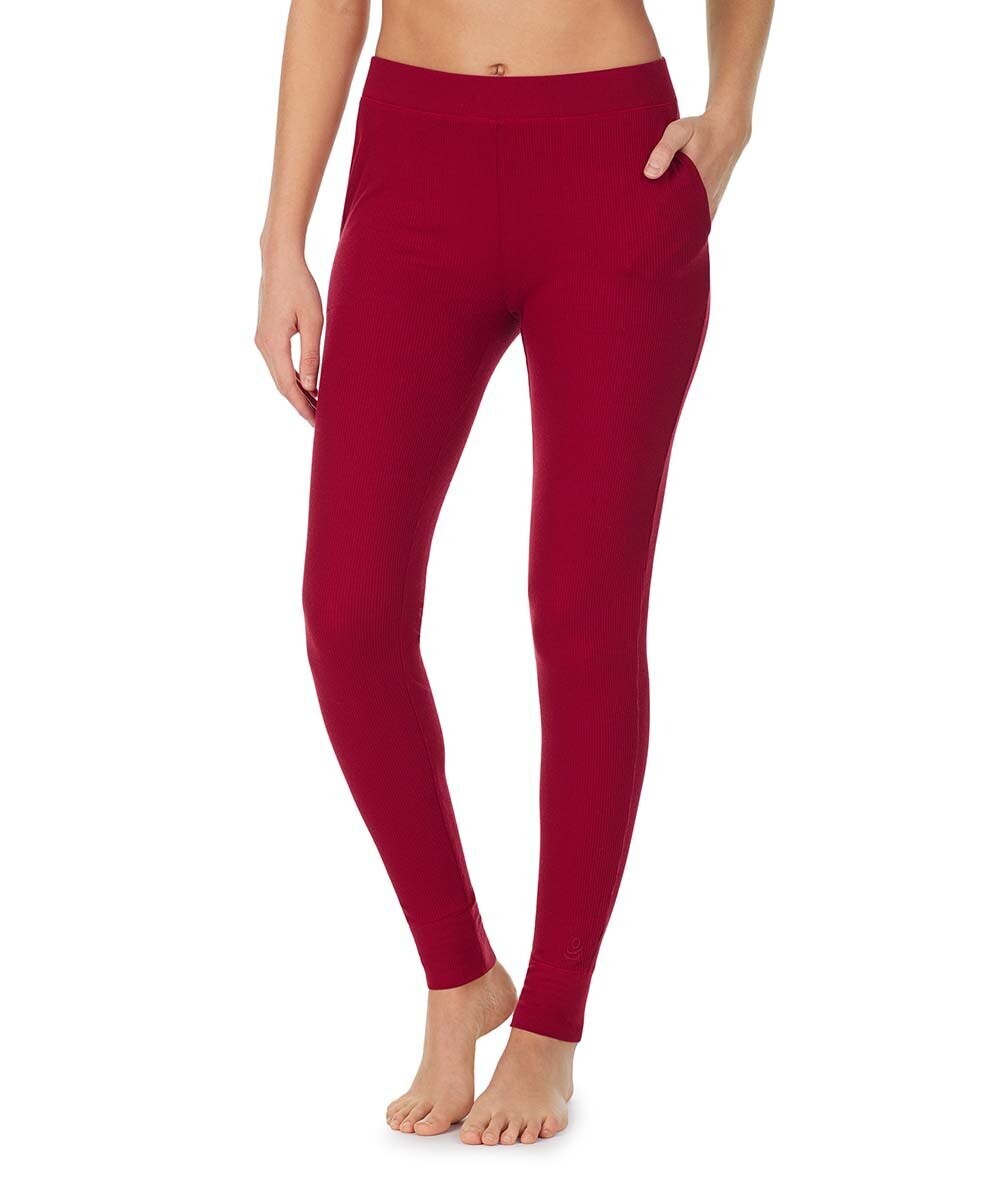 Deep Red Stretch Thermal Pocket Leggings - Women Deep Red Stretch Thermal Pocket Leggings - Women