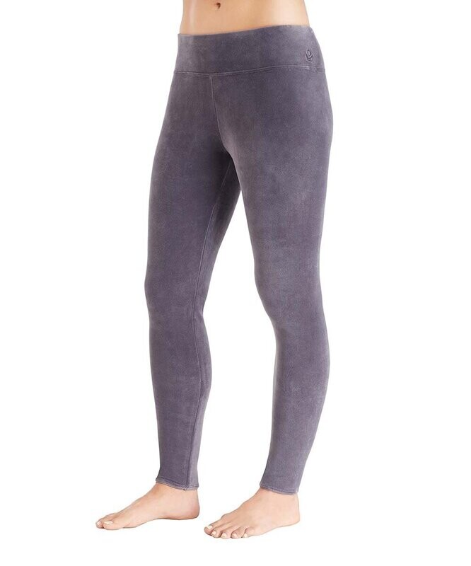 Dark Gray Double Plush Velour Wide-Waistband Leggings - Women