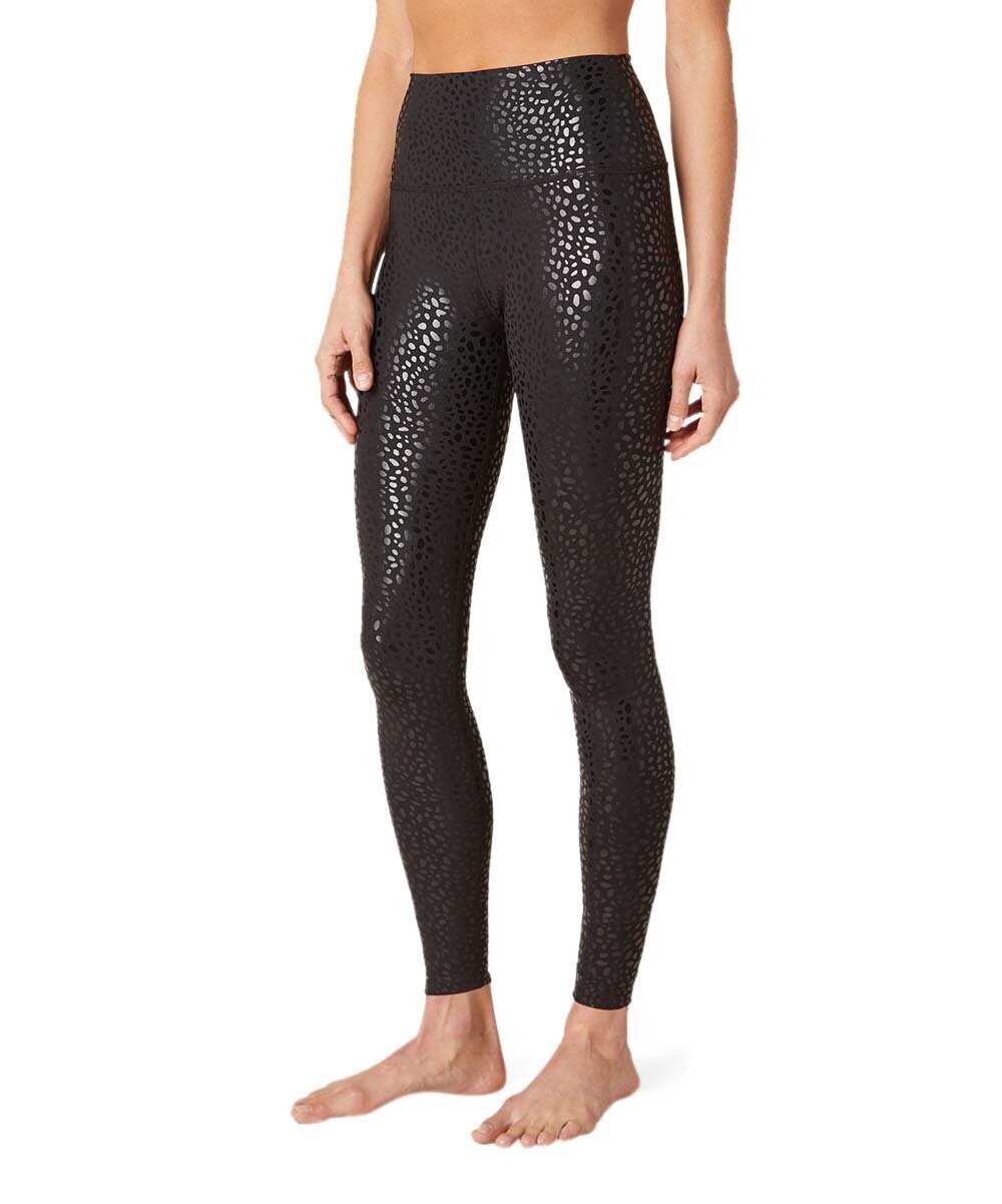 Black Foil Leopard Sportflex High-Waist Capri Leggings - Women