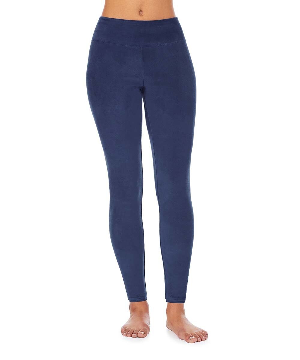 Dark Gray Double Plush Velour Wide-Waistband Leggings - Women Dark Gray Double Plush Velour Wide-Waistband Leggings - Women, Color: Twilight Blue