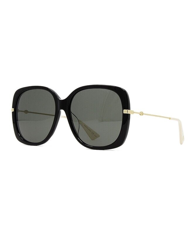 Black & Gold Logo Square Oversize Sunglasses
