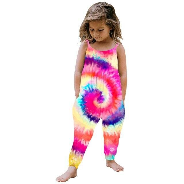 Children Summer Clothing Toddler Kids Baby Girl Tie Dye Halter Romper, Color: A, Kid Size: 1-2 Years