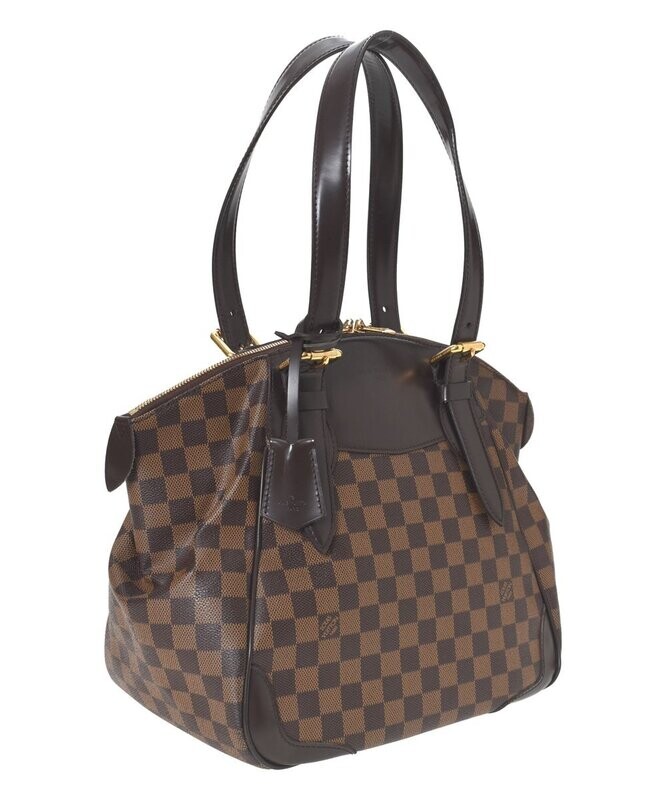 Vintage Brown Damier Ebene Verona MM Canvas Shoulder Bag