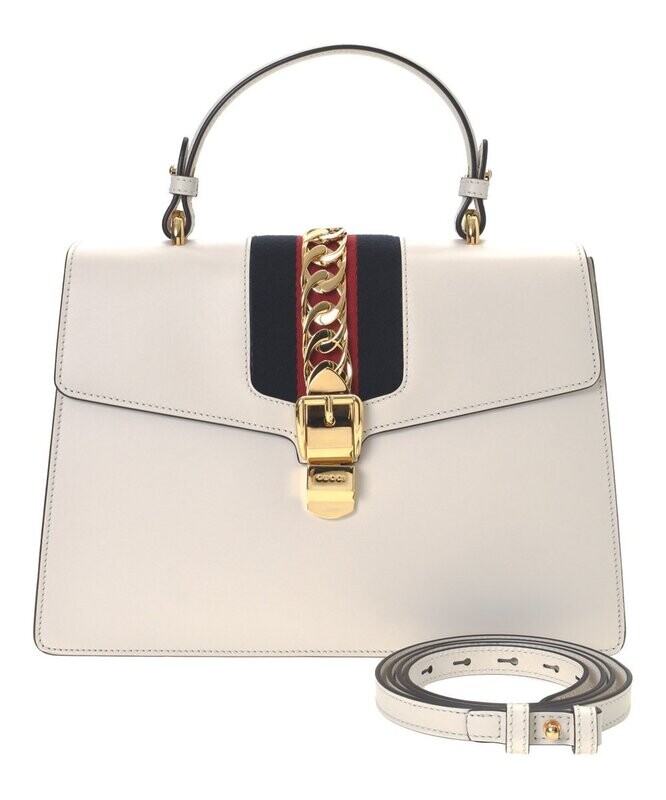 Vintage White NS Sylvie Gucci Hand Bag