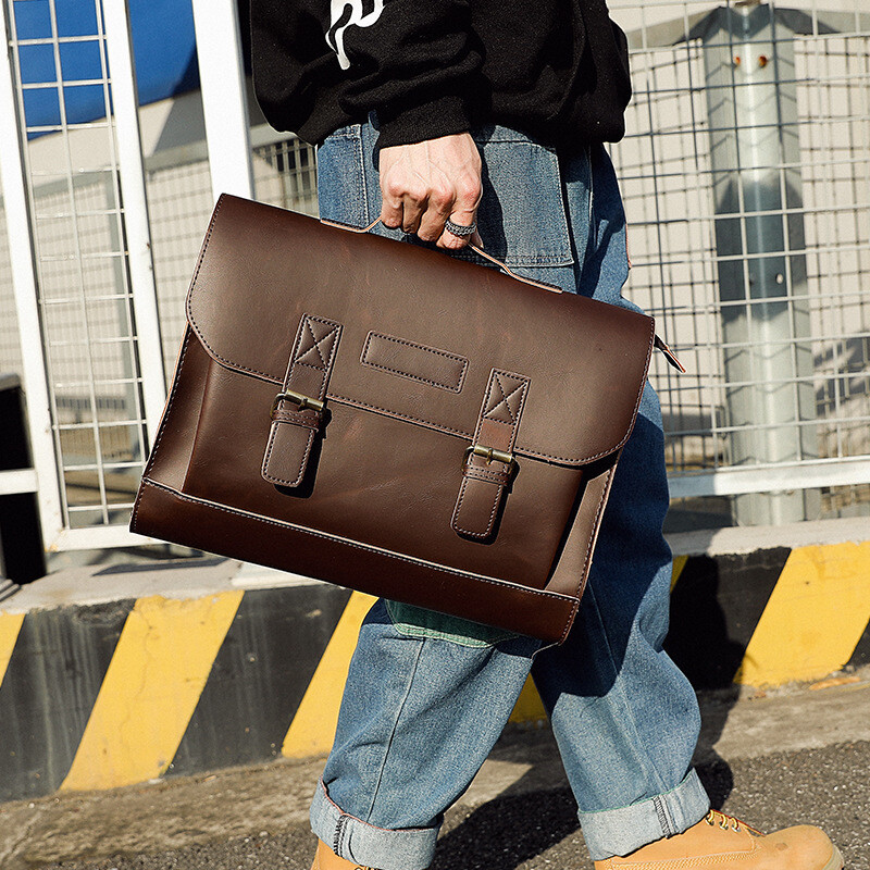 Retro Men Bag PU Leather Men Handbags Casual Business Laptop Bag