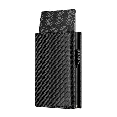 2023 New Carbon Fiber Leather Card Holder Three-fold Magnetic