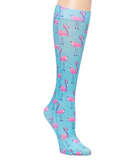 Blue & Pink Flamingo 15-20 mmHg Graduated Compression Socks Blue & Pink Flamingo 15-20 mmHg Graduated Compression Socks