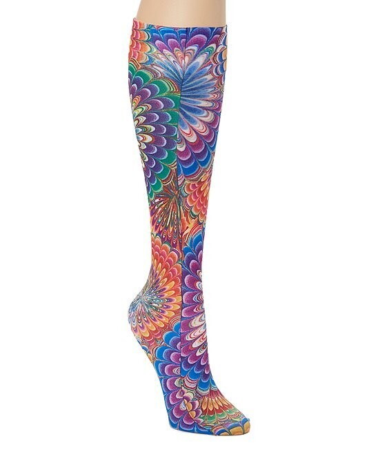Blue & Purple Psychedelic 15-20 mmHg Graduated Compression Socks