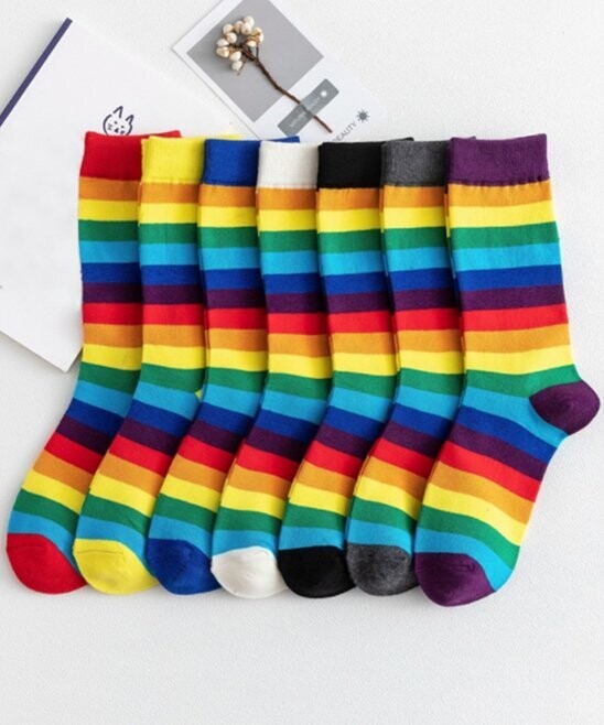 Green Rainbow Seven-Pair Socks Set - Women