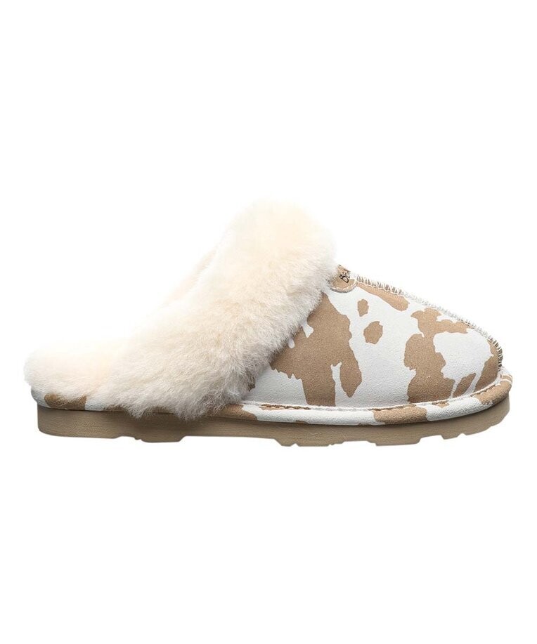 Cow-Print Shearling-Trim Loki Exotic Suede Slipper - Women