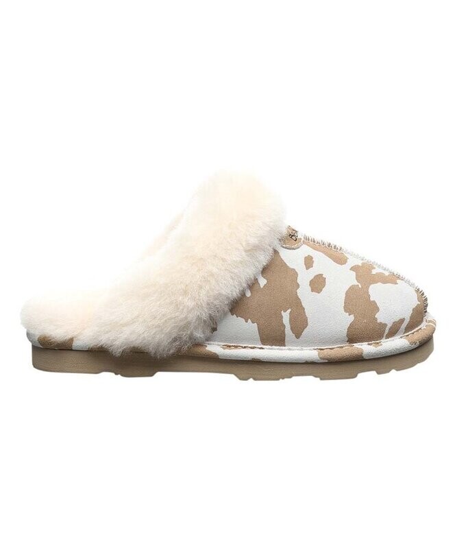 Cow-Print Shearling-Trim Loki Exotic Suede Slipper - Women