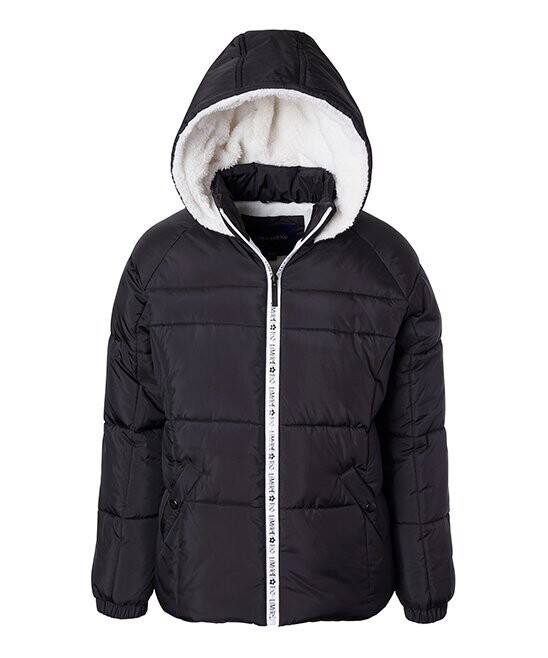 Black Hooded Puffer Coat - Toddler & Girls
