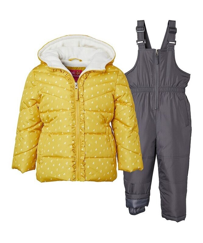 Puffer Jacket & Pink Zip-Front Bib Pants - Infant, Toddler & Girls