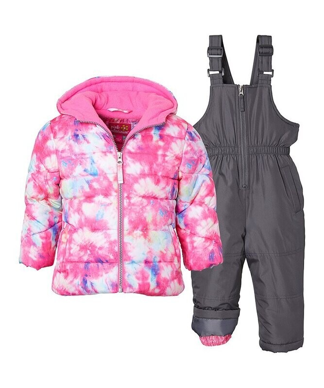 Jacket & Gray Zip-Front Bib Pants - Infant, Toddler & Girls