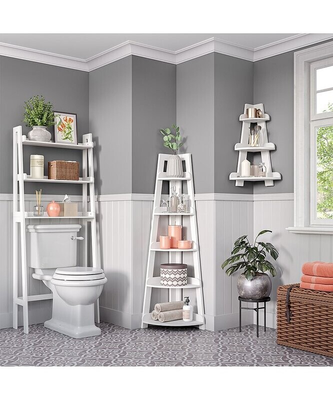 White Amery Five-Tier Corner Ladder Shelf
