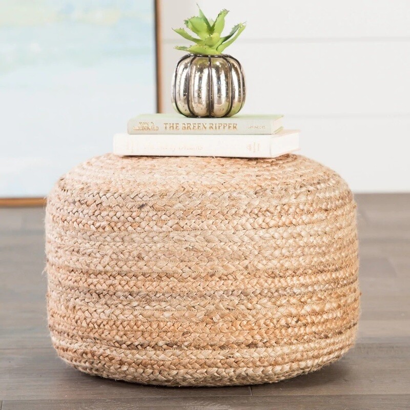 The Curated Nomad Camarillo Modern Cylindrical Jute Pouf