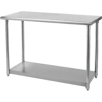 Trinity Stainless Prep Table with Adjustable Bottom Shelf, 48 Trinity Stainless Prep Table with Adjustable Bottom Shelf, 48"L x 24"W x 34-36"H