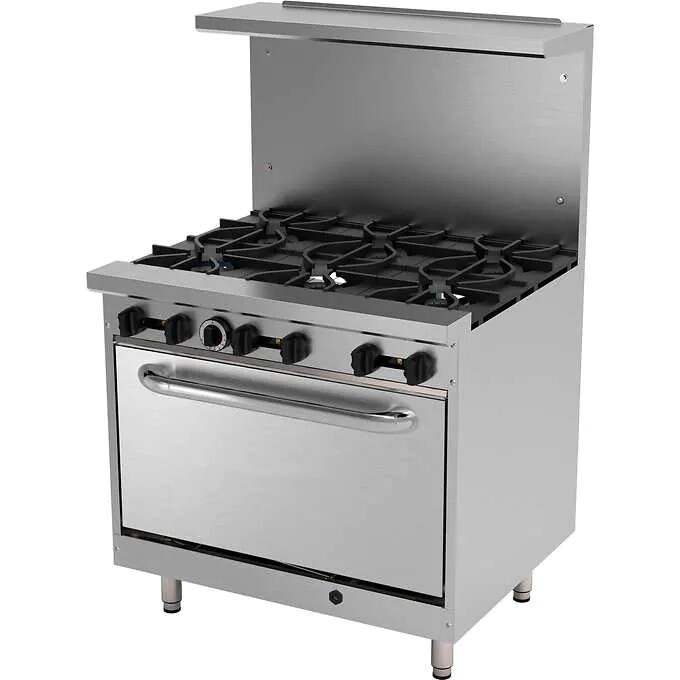 Kutano 36" Restaurant Range, Gas, Stainless Steel