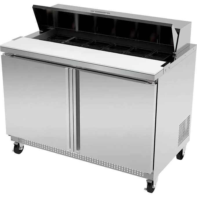 Kutano 2 Door Sandwich/Salad Top Prep Table, Stainless Steel