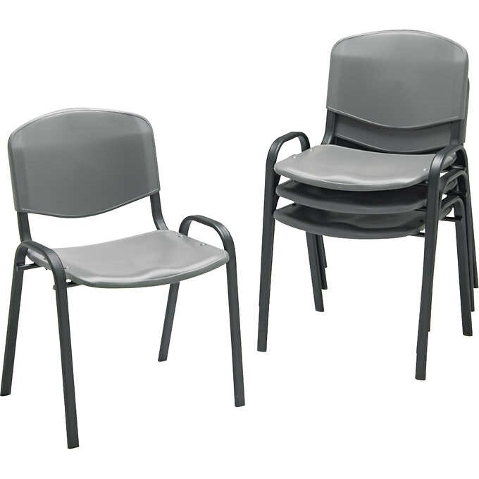 Safco Stacking Chair, Charcoal, 4 ct
