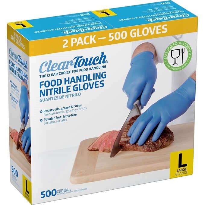 Clear-Touch Food Handling Nitrile Gloves, Large, 500 ct