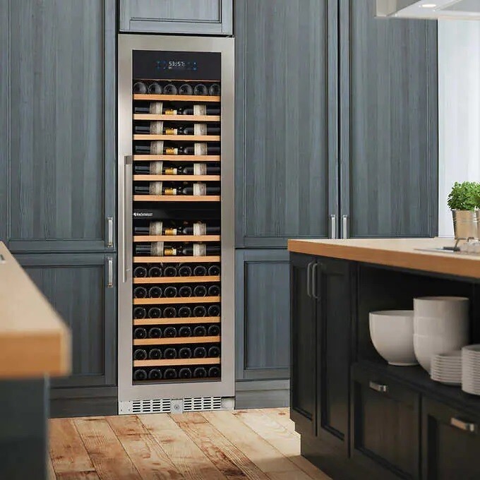 Wine Enthusiast SommSeries 150 Bottle Dual Zone Wine Cellar with VinoView Display Shelving