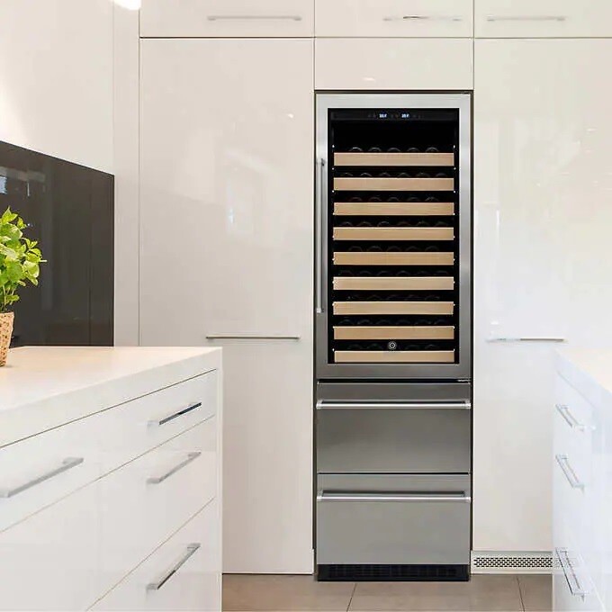 Vinotemp 108-Bottle Wine Cooler with Beverage Center Drawers and Dual Zone Cooling