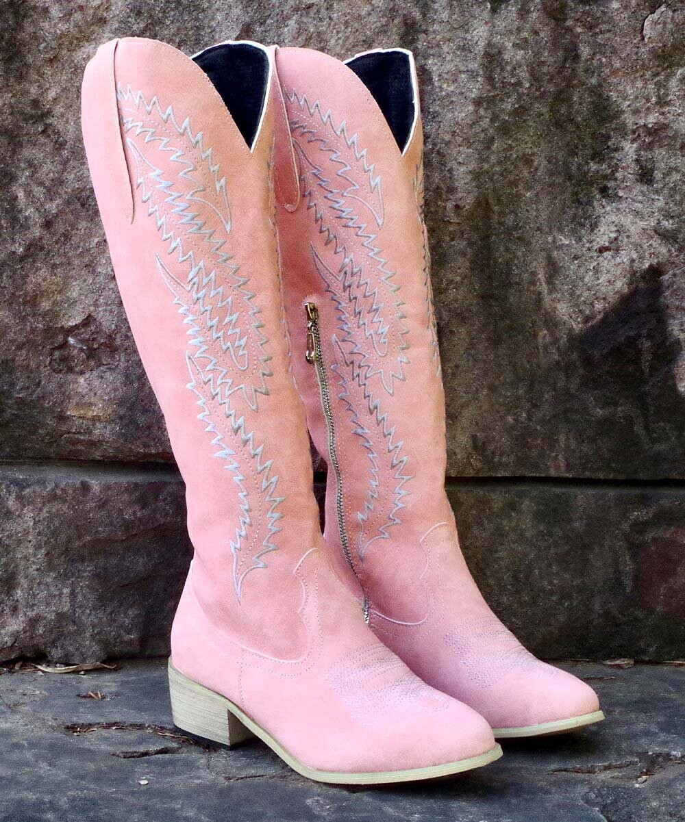 Pink Stitched Knight Cowboy Boot - Women