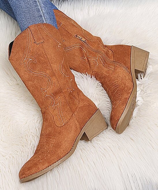 Brown Stitched Cowboy Boot - Women