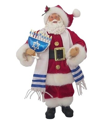 12'' Light Skin Tone Hanukkah Santa Claus Figurine