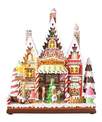 'Merry Christmas' LED Lighted Candy Cane Christmas Village
