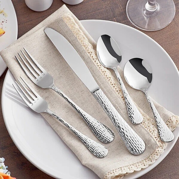 Acopa Inspira 18/8 Stainless Steel Extra Heavy Weight Flatware Set with Service for 12 - 60/Pack