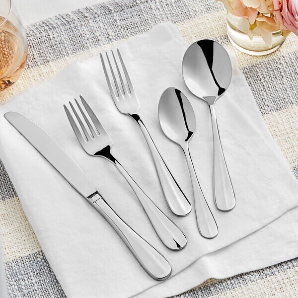 Acopa Brigitte 18/8 Stainless Steel Extra Heavy Weight Flatware Set with Service for 12 - 60/Pack Acopa Brigitte 18/8 Stainless Steel Extra Heavy Weight Flatware Set with Service for 12 - 60/Pack