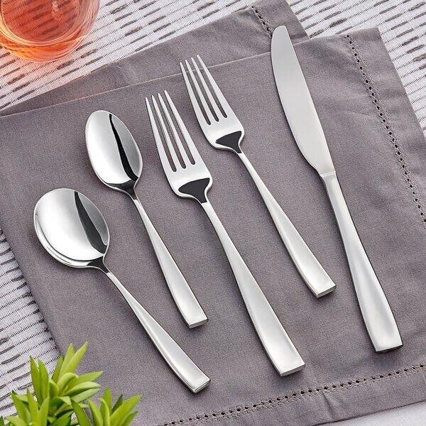 Acopa Monte Bianco 18/8 Stainless Steel Extra Heavy Weight Flatware Set with Service for 12 - 60/Case