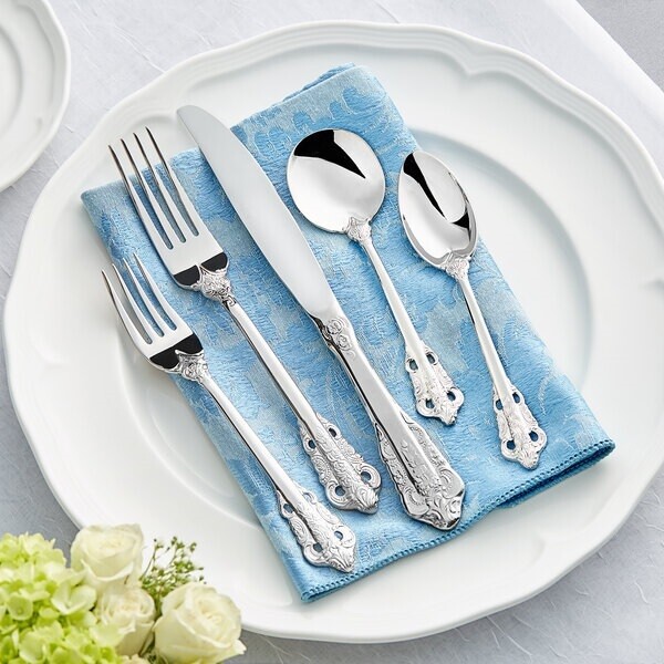 Acopa Ophelia 18/10 Stainless Steel Extra Heavy Weight Flatware Set with Service for 12 - 60/Case