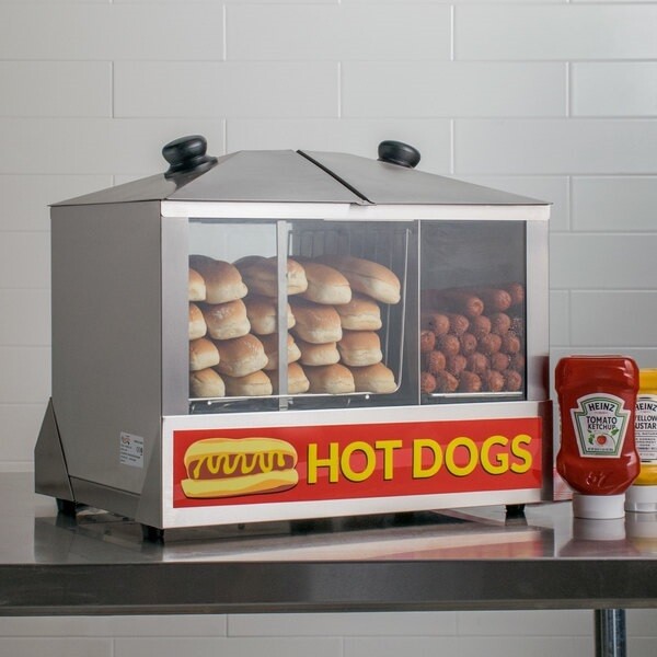 Avantco HDS-100 100 Dog / 48 Bun Hot Dog Steamer / Merchandiser - 120V, 1300W