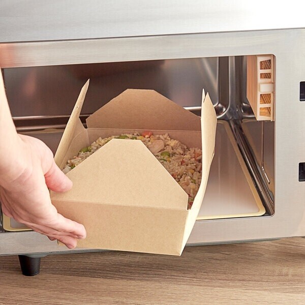 Choice Kraft Microwavable Folded Paper #3 Take-Out Container 7 3/4 Choice Kraft Microwavable Folded Paper #3 Take-Out Container 7 3/4" x 5 1/2" x 2 1/2" - 200/Case