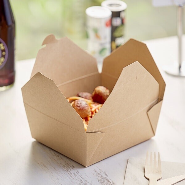 Choice Kraft Microwavable Folded Paper #8 Take-Out Container 6 Choice Kraft Microwavable Folded Paper #8 Take-Out Container 6" x 4 5/8" x 2 1/2" - 300/Case