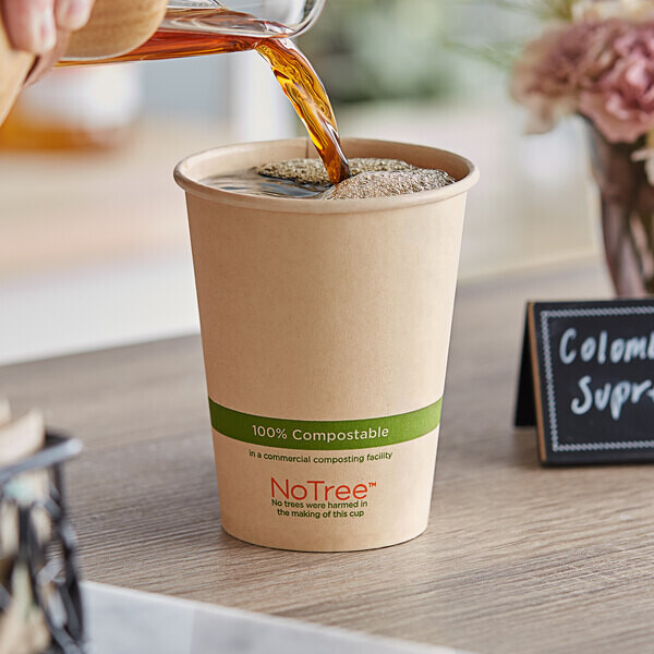 World Centric NoTree 12 oz. Natural Compostable Paper Hot Cup - 1000/Case