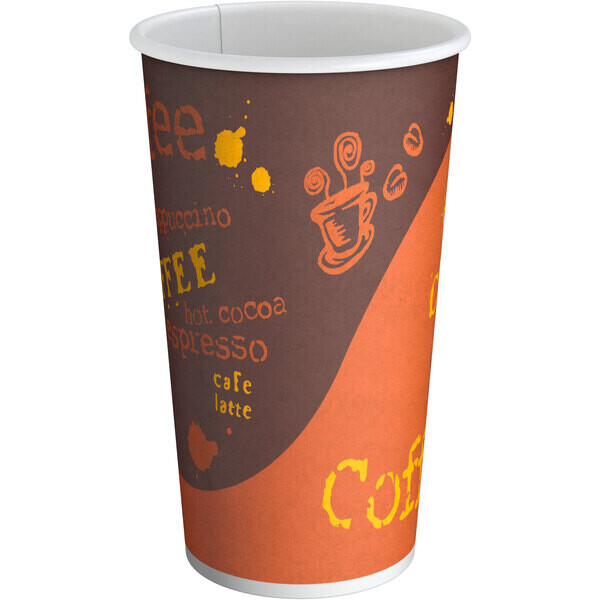 Choice 16 oz. Coffee Print Poly Paper Hot Cup - 1000/Case