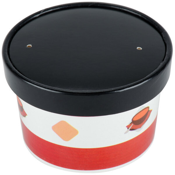 Choice 8 oz. Double Poly-Coated Paper Soup / Hot Food Cup with Vented Paper Lid - 250/Case Choice 8 oz. Double Poly-Coated Paper Soup / Hot Food Cup with Vented Paper Lid - 250/Case