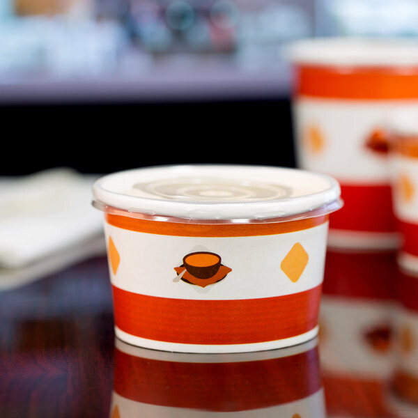 Choice 8 oz. Double Poly-Coated Paper Soup / Hot Food Cup with Vented Plastic Lid - 250/Case