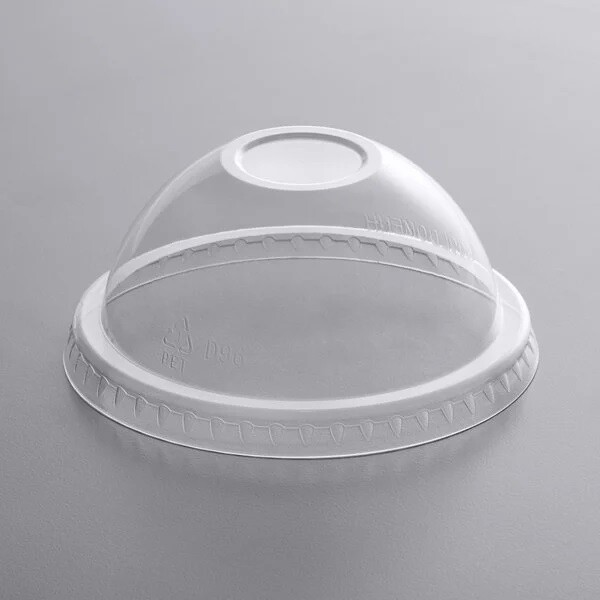 Choice 9 oz., 12 oz., 16 oz., 20 oz., 24 oz. Clear PET Dome Lid with No Hole - 1000/Case