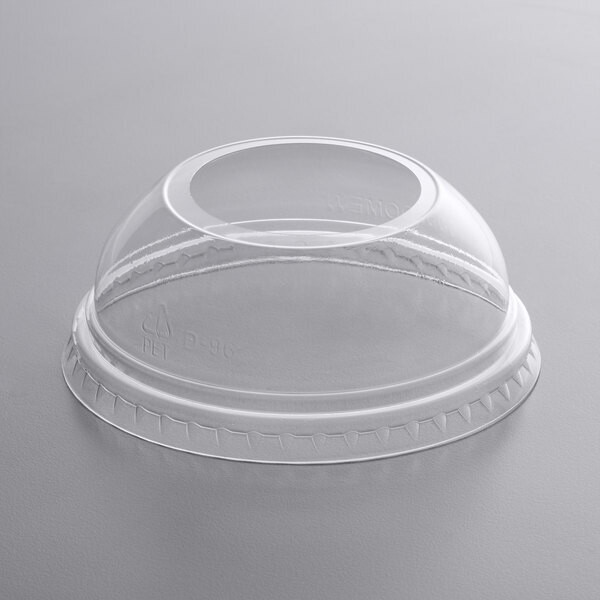 Choice 9 oz., 12 oz., 16 oz., 20 oz., 24 oz. Clear PET Dome Lid with 2" Hole - 1000/Case
