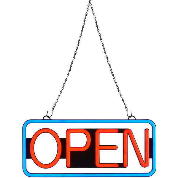 Choice 20" x 10" LED Rectangular Neon Blue & Red Open Sign
